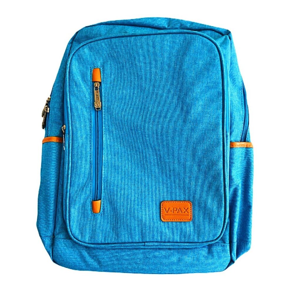 V-PAX Blue 17” Laptop Backpack Padded Sleeve Water Bottle Pockets NWT